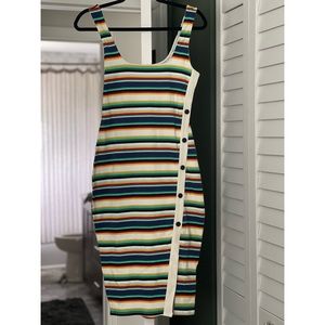 *NEVER WORN* Multi colored striped bodycon midi dress